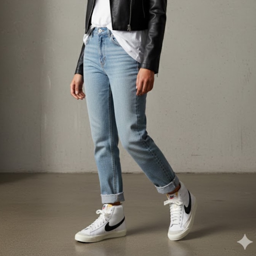 Nike White and Black High-Top Sneakers